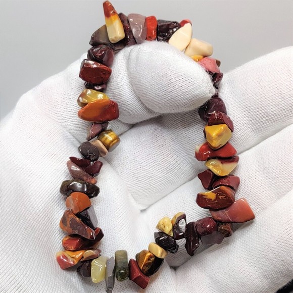 Mookaite Stretch Bracelet 5-8mm chip natural stone includes felt pouch-CB05 - Picture 9 of 10